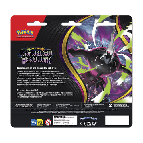 Blister 3 Sobres Pokémon TCG Megaevolución Oscuridad Absoluta (Español)